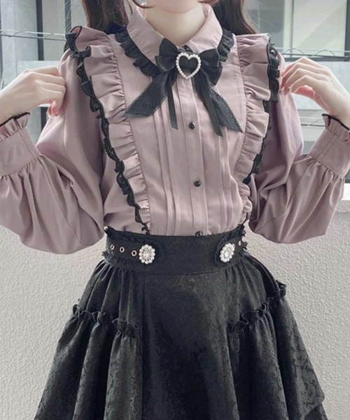 gossip!ロサンゼルス(ゴシップロサンゼルス)の「YUGA 蝶ネクタイとフリルスカート ツーピース(Tシャツ/カットソー・レディース・ピンク・M/L)」の8枚目の写真