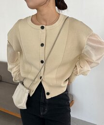 CAPRICIEUX LE'MAGE | 【WEB限定カラー・ピンク】シアースリーブショートカーディガン(カーディガン/ボレロ)