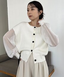 CAPRICIEUX LE'MAGE | 【WEB/ルミネエスト新宿限定カラー・ピンク】シアースリーブショートカーディガン(カーディガン/ボレロ)