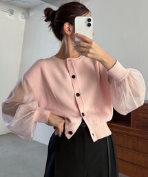 CAPRICIEUX LE'MAGE（カプリシューレマージュ）の「【WEB限定カラー・ピンク】シアースリーブショートカーディガン（カーディガン/ボレロ）」
