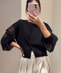 CAPRICIEUX LE'MAGE | 【WEB限定カラー・ピンク】シアースリーブショートカーディガン(カーディガン/ボレロ)