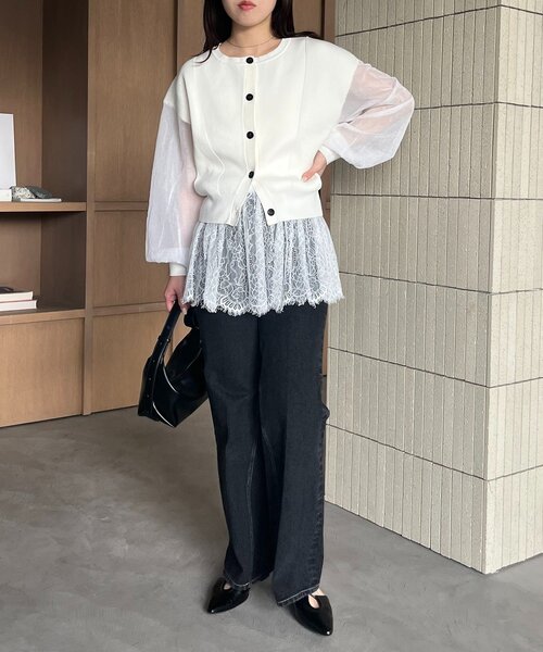 CAPRICIEUX LE'MAGE(カプリシューレマージュ)の「【WEB/ルミネエスト新宿限定カラー・ピンク】シアースリーブショートカーディガン(カーディガン/ボレロ・レディース・ピンク/ホワイト/ベージュ/ブラック・FREE)」の11枚目の写真