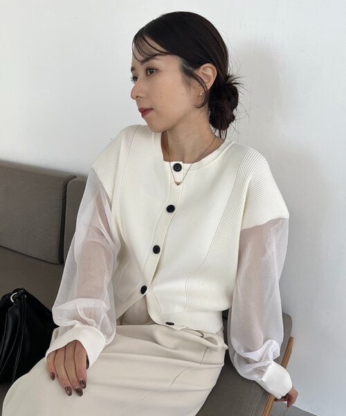 CAPRICIEUX LE'MAGE(カプリシューレマージュ)の「【WEB/ルミネエスト新宿限定カラー・ピンク】シアースリーブショートカーディガン(カーディガン/ボレロ・レディース・ピンク/ホワイト/ベージュ/ブラック・FREE)」の16枚目の写真