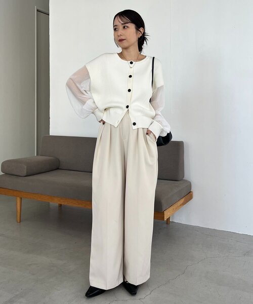 CAPRICIEUX LE'MAGE(カプリシューレマージュ)の「【WEB/ルミネエスト新宿限定カラー・ピンク】シアースリーブショートカーディガン(カーディガン/ボレロ・レディース・ピンク/ホワイト/ベージュ/ブラック・FREE)」の20枚目の写真