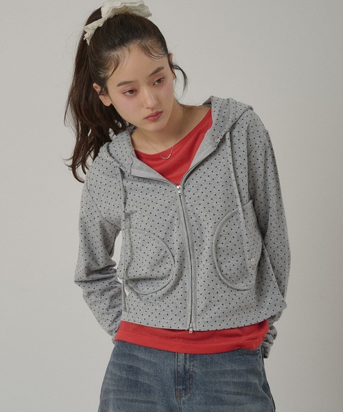 セール】zip-up long tee hoodie / ジップアップロンTフーディ