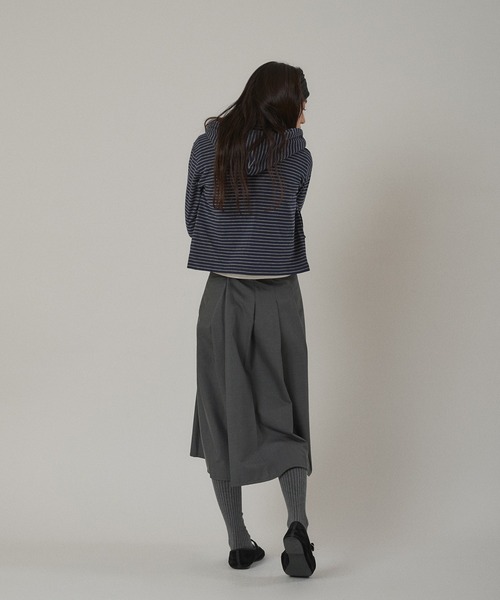 MUHET(ミュエータ)の「zip-up long tee hoodie / ジップアップロンTフーディ(パーカー・レディース・ネイビー/ブラック/オフホワイト/グレー・FREE)」の14枚目の写真