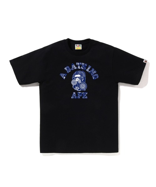 A BATHING APE（アベイシングエイプ）の「JAPANESE INDIGO ART CAMO COLLEGE TEE（Tシャツ/カットソー・メンズ・ブラック×ブルー/ブラック系その他/ホワイト系その他2/ホワイト×ネイビー・SMALL/XXX-LARGE/MEDIUM/XX-LARGE/LARGE/X-LARGE）」の4枚目の写真
