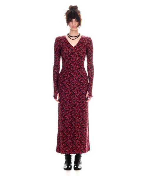 BEEDEN(ビーデン)の「STRETCH FIT LONG DRESS(ワンピース・レディース・レッド/ブラック・FREE)」の2枚目の写真