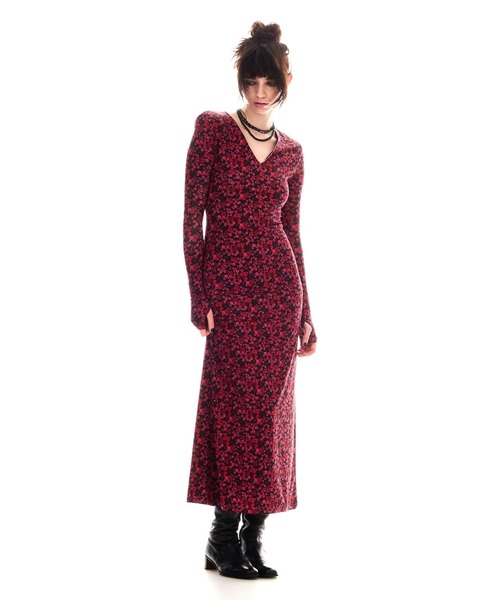 BEEDEN(ビーデン)の「STRETCH FIT LONG DRESS(ワンピース・レディース・レッド/ブラック・FREE)」の10枚目の写真