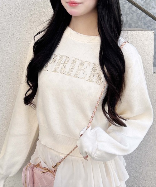 INGNI（イング）の「パールビジューロゴニット（ニット/セーター・レディース・オフホワイト/ネイビー/ピンク/サックスブルー・M）」の6枚目の写真