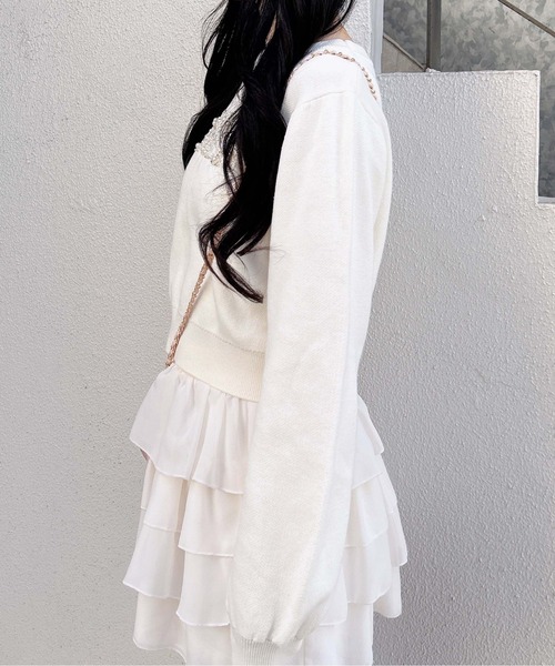 INGNI（イング）の「パールビジューロゴニット（ニット/セーター・レディース・オフホワイト/ネイビー/ピンク/サックスブルー・M）」の7枚目の写真