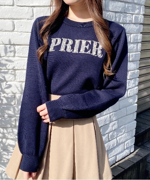 INGNI（イング）の「パールビジューロゴニット（ニット/セーター・レディース・オフホワイト/ネイビー/ピンク/サックスブルー・M）」の12枚目の写真