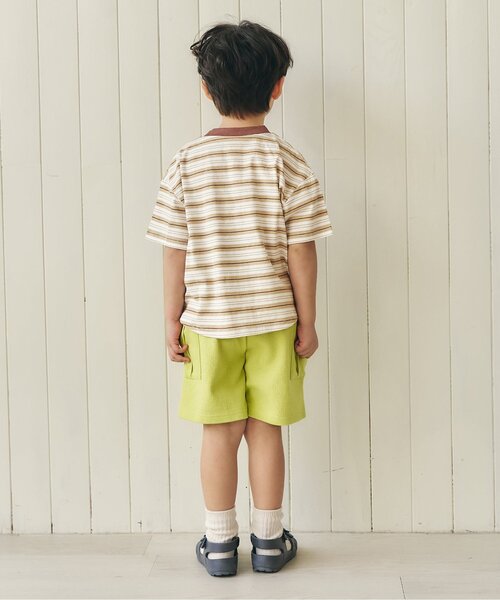 apres les cours（アプレレクール）の「ALCロゴボーダーTシャツ（Tシャツ/カットソー・キッズ・グリーン/ピンク/ベージュ・130/120/110/100/90/80）」の5枚目の写真