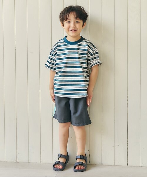 apres les cours（アプレレクール）の「ALCロゴボーダーTシャツ（Tシャツ/カットソー・キッズ・グリーン/ピンク/ベージュ・130/120/110/100/90/80）」の6枚目の写真