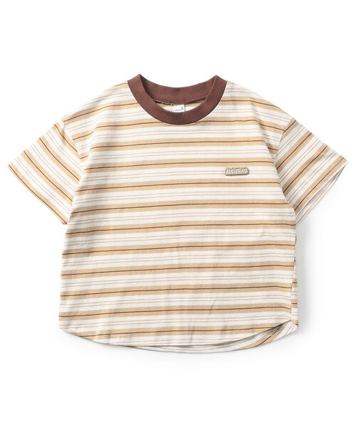 apres les cours（アプレレクール）の「ALCロゴボーダーTシャツ（Tシャツ/カットソー・キッズ・グリーン/ピンク/ベージュ・130/120/110/100/90/80）」の10枚目の写真