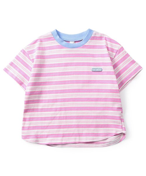 apres les cours（アプレレクール）の「ALCロゴボーダーTシャツ（Tシャツ/カットソー・キッズ・グリーン/ピンク/ベージュ・130/120/110/100/90/80）」の13枚目の写真
