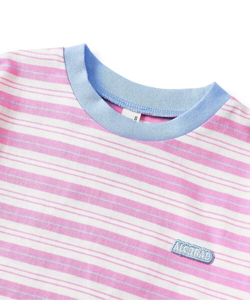 apres les cours（アプレレクール）の「ALCロゴボーダーTシャツ（Tシャツ/カットソー・キッズ・グリーン/ピンク/ベージュ・130/120/110/100/90/80）」の17枚目の写真