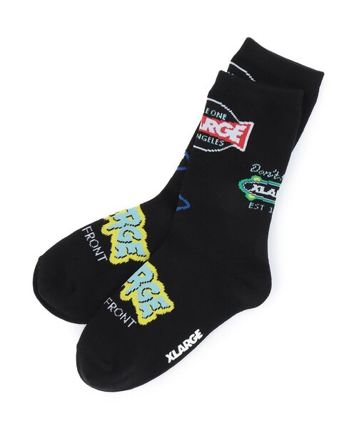 XLARGE KIDS（エクストララージキッズ）の「ミックスロゴ クルーソックス（ソックス/靴下・キッズ・レッド/トップグレー/ブラック・13-15cm/19-21cm/17-19cm/15-17cm）」の2枚目の写真