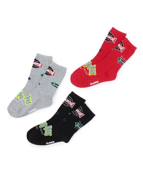 XLARGE KIDS（エクストララージキッズ）の「ミックスロゴ クルーソックス（ソックス/靴下・キッズ・レッド/トップグレー/ブラック・13-15cm/19-21cm/17-19cm/15-17cm）」の7枚目の写真