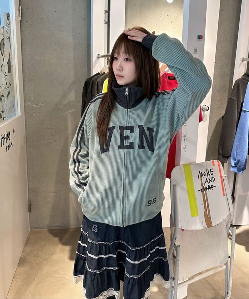VENHIT(ベンヒット)の「VEN 96 ワッフル配色トラックトップ_ミント(その他トップス・レディース・ミント・MEDIUM/LARGE/X-LARGE)」の3枚目の写真