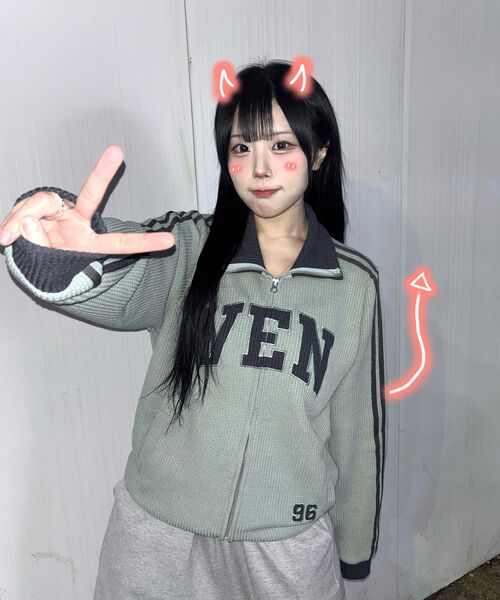 VENHIT(ベンヒット)の「VEN 96 ワッフル配色トラックトップ_ミント(その他トップス・レディース・ミント・MEDIUM/LARGE/X-LARGE)」の5枚目の写真