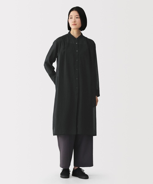 婦人 強撚 シアー長袖シャツワンピース（シャツワンピース）｜無印良品