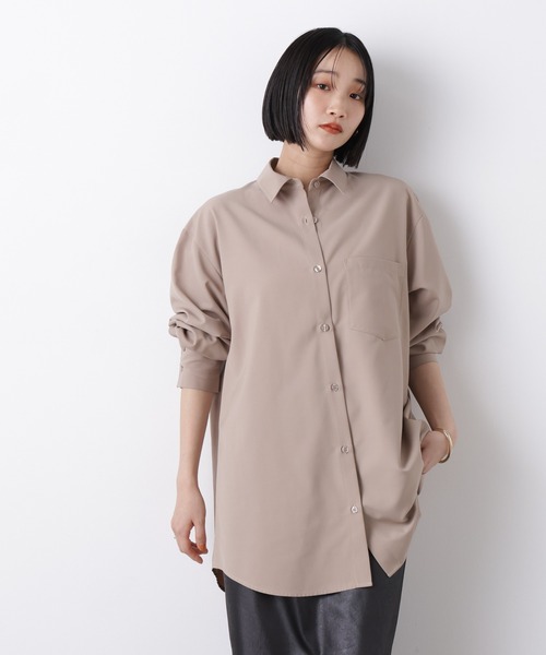 NANO universe(ナノユニバース)の「マシンウォッシャブルイージーケア オーバーシャツ(シャツ/ブラウス・レディース・ブラウン/ホワイト/ベージュ・FREE)」の3枚目の写真