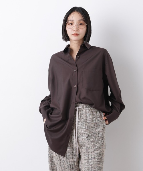 NANO universe(ナノユニバース)の「マシンウォッシャブルイージーケア オーバーシャツ(シャツ/ブラウス・レディース・ブラウン/ホワイト/ベージュ・FREE)」の12枚目の写真