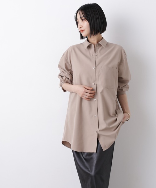 NANO universe(ナノユニバース)の「マシンウォッシャブルイージーケア オーバーシャツ(シャツ/ブラウス・レディース・ブラウン/ホワイト/ベージュ・FREE)」の19枚目の写真