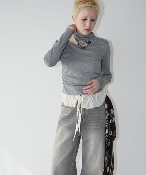 chuclla(チュクラ)の「カットアウトロングスリーブトップス chw26s128(Tシャツ/カットソー・レディース・ホワイト/グレー/ブラック・FREE)」の7枚目の写真