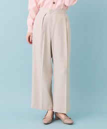 index | フロントラップ風ハイウエストワイドパンツ【洗濯機OK/ストレッチ/イージーアイロン】(その他パンツ)