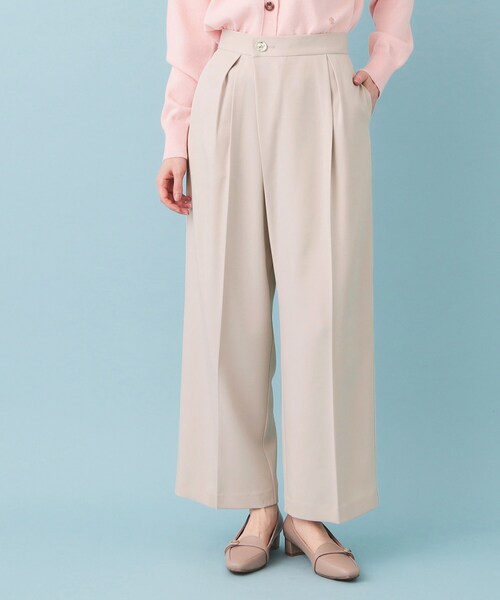 index（インデックス）の「フロントラップ風ハイウエストワイドパンツ【洗濯機OK/ストレッチ/イージーアイロン】（その他パンツ・レディース・ナチュラル/ネイビー/ピンク・36/38/40）」の22枚目の写真