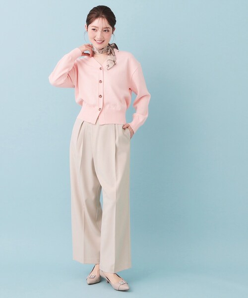 index（インデックス）の「フロントラップ風ハイウエストワイドパンツ【洗濯機OK/ストレッチ/イージーアイロン】（その他パンツ・レディース・ナチュラル/ネイビー/ピンク・36/38/40）」の21枚目の写真