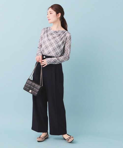 index（インデックス）の「フロントラップ風ハイウエストワイドパンツ【洗濯機OK/ストレッチ/イージーアイロン】（その他パンツ・レディース・ナチュラル/ネイビー/ピンク・36/38/40）」の13枚目の写真