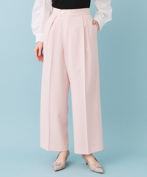 index（インデックス）の「フロントラップ風ハイウエストワイドパンツ【洗濯機OK/ストレッチ/イージーアイロン】（その他パンツ・レディース・ナチュラル/ネイビー/ピンク・36/38/40）」の10枚目の写真