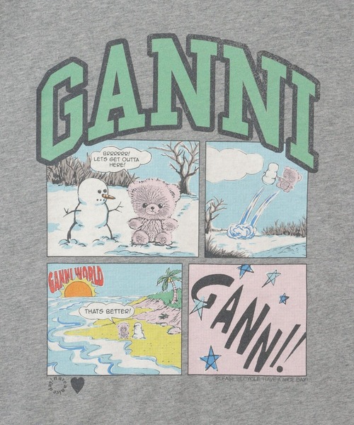 GANNI（ガニー）の「【GANNI(ガニー)】Basic Cotton Jersey Bear Comic Teddy（Tシャツ/カットソー・レディース・チャコールグレー/グレー・S）」の7枚目の写真