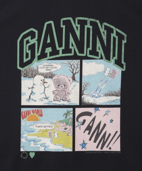 GANNI（ガニー）の「【GANNI(ガニー)】Basic Cotton Jersey Bear Comic Teddy（Tシャツ/カットソー・レディース・チャコールグレー/グレー・S）」の13枚目の写真