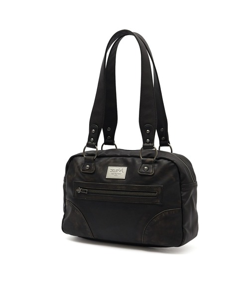 X-girl(エックスガール)の「METAL LOGO PLATE FAUX LEATHER HANDBAG(ハンドバッグ・レディース・ブラック/ホワイト・ONE SIZE)」の1枚目の写真