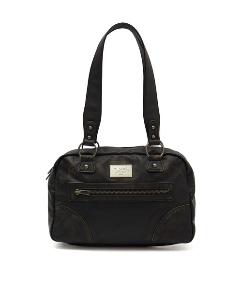X-girl(エックスガール)の「METAL LOGO PLATE FAUX LEATHER HANDBAG(ハンドバッグ・レディース・ブラック/ホワイト・ONE SIZE)」の4枚目の写真