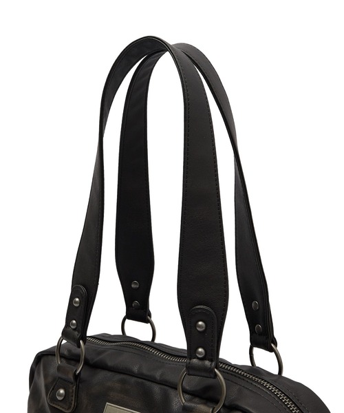 X-girl(エックスガール)の「METAL LOGO PLATE FAUX LEATHER HANDBAG(ハンドバッグ・レディース・ブラック/ホワイト・ONE SIZE)」の6枚目の写真