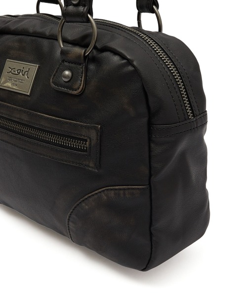X-girl(エックスガール)の「METAL LOGO PLATE FAUX LEATHER HANDBAG(ハンドバッグ・レディース・ブラック/ホワイト・ONE SIZE)」の8枚目の写真