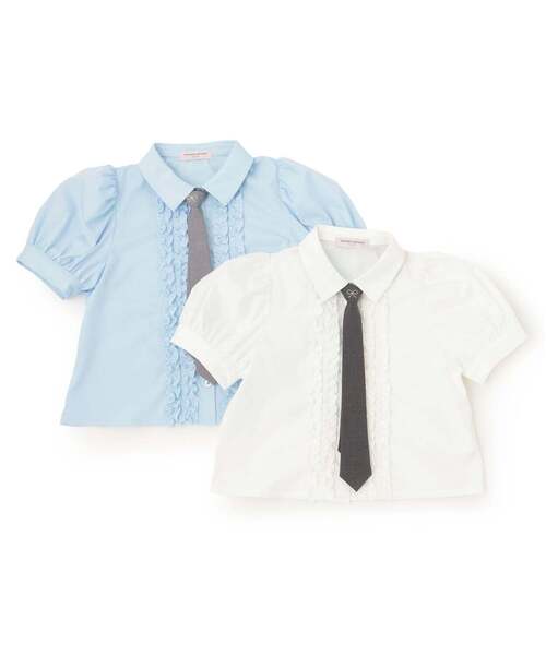 mezzo piano Junior（メゾピアノジュニア）の「ネクタイつきフリルブラウス（シャツ/ブラウス・キッズ・サックスブルー/オフホワイト・L:160cm/S:140cm/M:150cm）」の12枚目の写真