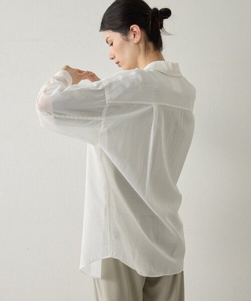 Drawing Numbers（ドローイング ナンバーズ）の「【Drawing Numbers】コットンシースルーブラウス（シャツ/ブラウス・レディース・ブラック/ブラウン/ホワイト・38）」の5枚目の写真