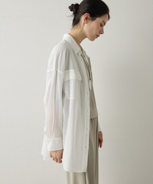 Drawing Numbers（ドローイング ナンバーズ）の「【Drawing Numbers】コットンシースルーブラウス（シャツ/ブラウス・レディース・ブラック/ブラウン/ホワイト・38）」の7枚目の写真