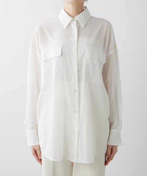 Drawing Numbers（ドローイング ナンバーズ）の「【Drawing Numbers】コットンシースルーブラウス（シャツ/ブラウス・レディース・ブラック/ブラウン/ホワイト・38）」の16枚目の写真