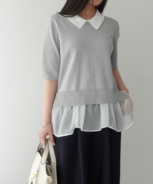 YECCA VECCA（イェッカヴェッカ）の「2way襟付きフリルレイヤードニット（ニット/セーター）」