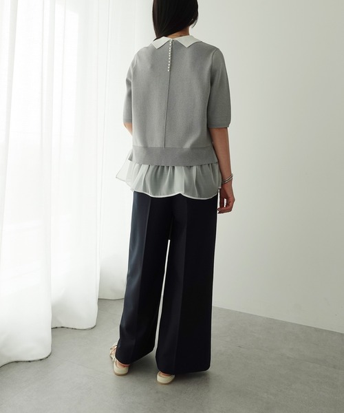 YECCA VECCA(イェッカヴェッカ)の「2way襟付きフリルレイヤードニット(ニット/セーター・レディース・ブラック/杢グレー/オフホワイト・FREE)」の7枚目の写真