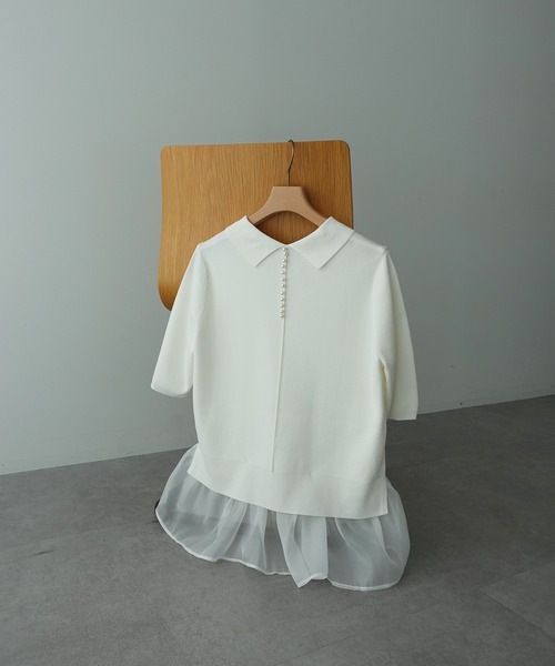 YECCA VECCA(イェッカヴェッカ)の「2way襟付きフリルレイヤードニット(ニット/セーター・レディース・ブラック/杢グレー/オフホワイト・FREE)」の13枚目の写真