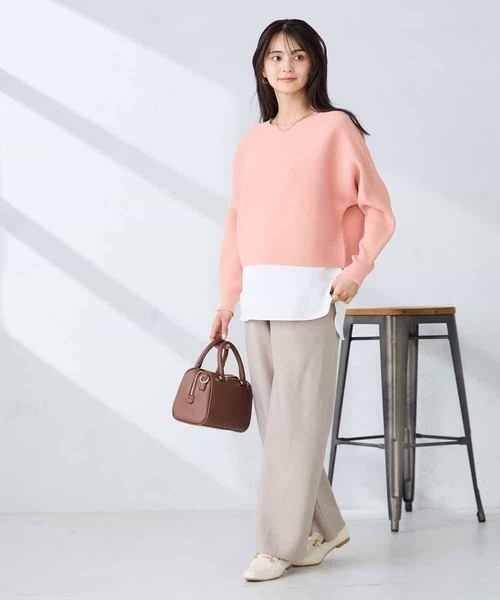 a.v.v(アーヴェヴェ)の「バックパールニット(ニット/セーター・レディース・オレンジ/ネイビー/アイボリー・36/38/40)」の19枚目の写真
