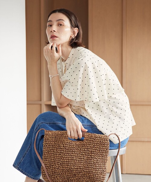 WEB限定】ドット フリルスリーブブラウス ウォッシャブル（シャツ